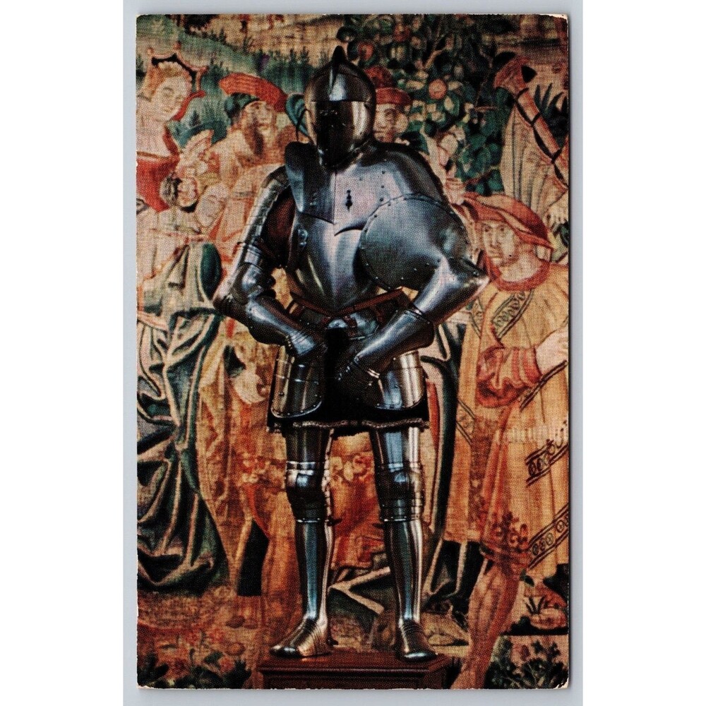 Vtg Postcard Detroit Institute of Arts Full Suit of Tilting Armor Saxony 1590 MI